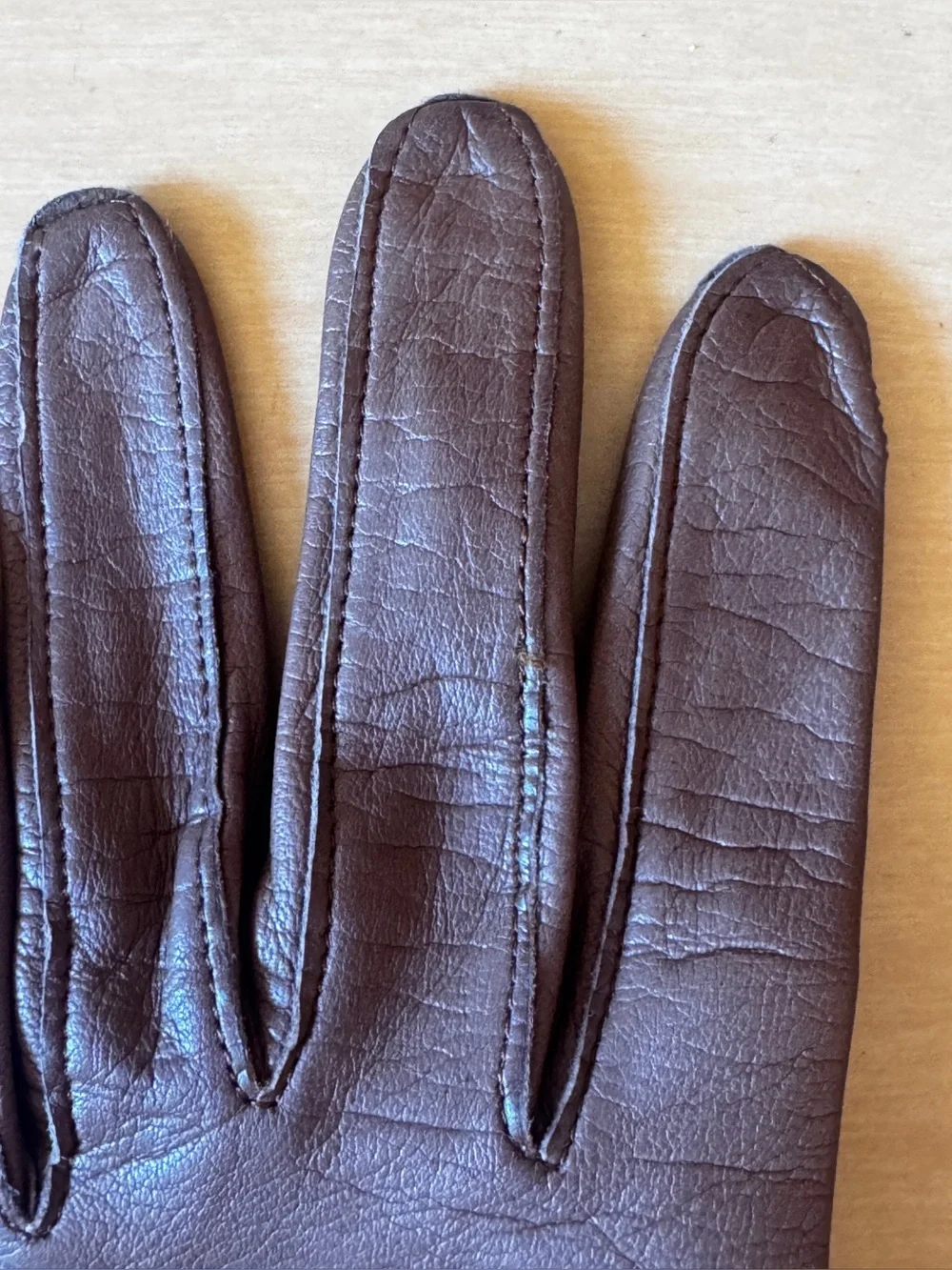 50s Brown Leather Below Elbow Gloves Size 6 - Picture 5 of 7